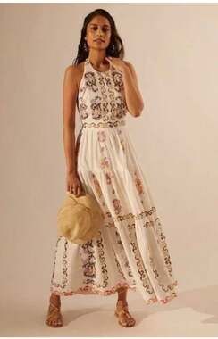 Anthropologie Medallion Halter Maxi Dress Size 0